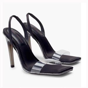 NIB Good American Black and Silver Heels